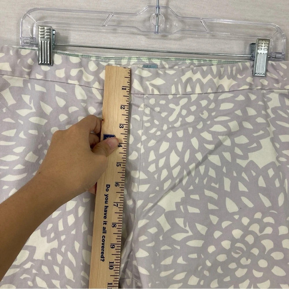 Boden Gray White Abstract Cotton Ankle Pants size 16 Long - Picture 5 of 9